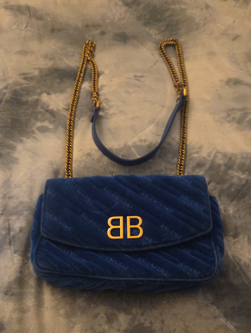 Balenciaga Royal Blue Quilted BB Flap Shoulder Bag